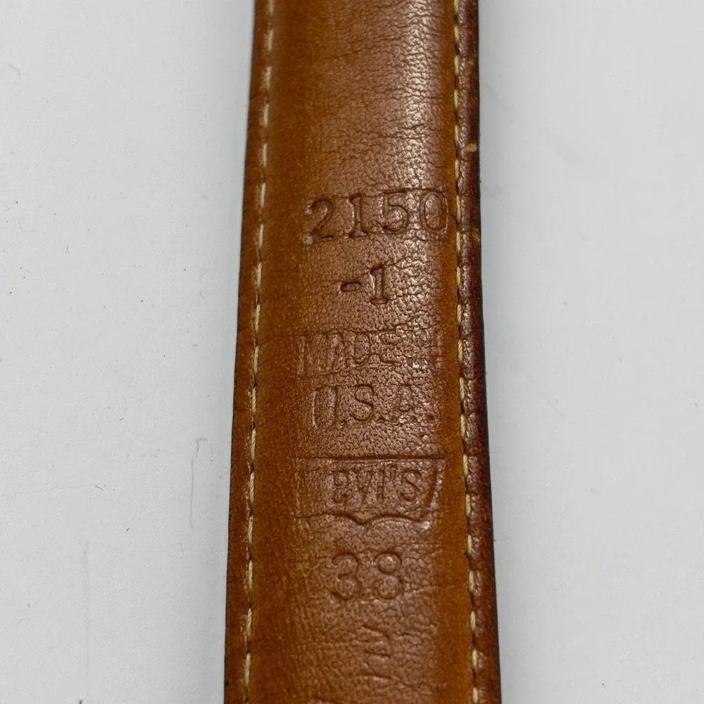 VTG Levi's Leather Belt Mens 38 Black Made in USA 2150-1 Brass Buckle 1